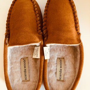 Men's Scandia Woods Suede Slippers Scuffs In Rich tan size 9